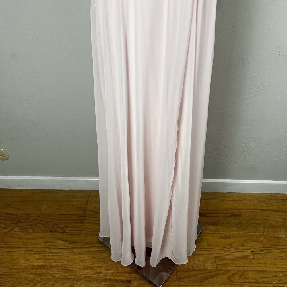 Lovely LB012 Size 4 Lux Chiffon Elliot Maxi Dress Square Neck Blush Pink - Picture 3 of 13